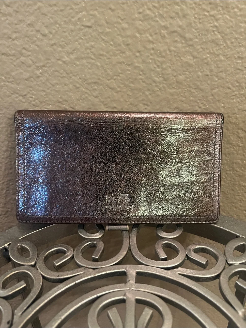 Coach Iridescent Metallic Wallet with Checkbook Cover